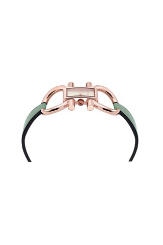 Relógio de quartzo couro de bezerro Verde e dourado rosa