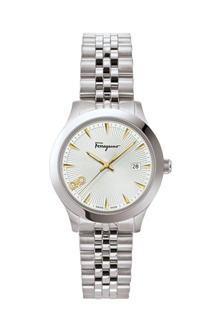 Relógio de quartzo em aço Prateado e branco