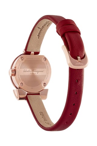 Relógio de quartzo em couro de vitelo e banhado a íon ouro rosa