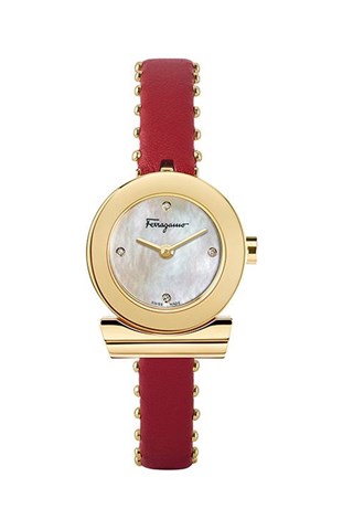 Relógio de quartzo em couro de vitelo e banhado a ouro amarelo