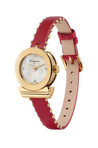 Relógio de quartzo em couro de vitelo e banhado a ouro amarelo