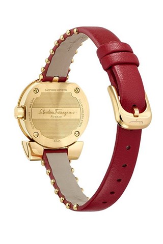 Relógio de quartzo em couro de vitelo e banhado a ouro amarelo