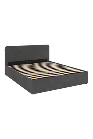 Cama com arrumação e sommier Louise - Cinzento
