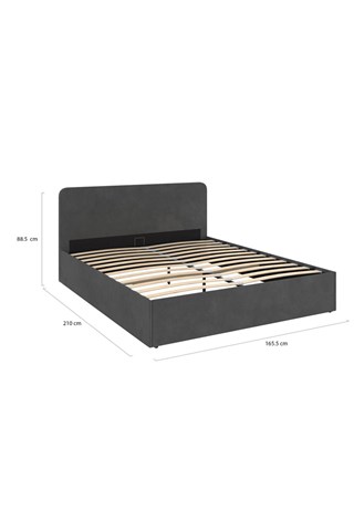 Cama com arrumação e sommier Louise - Cinzento