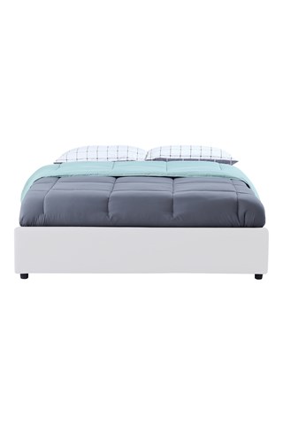 Cama com arrumação em imitação de couro com sommier 160x200cm