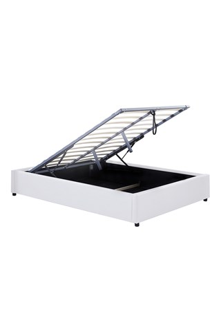 Cama com arrumação em imitação de couro com sommier 160x200cm