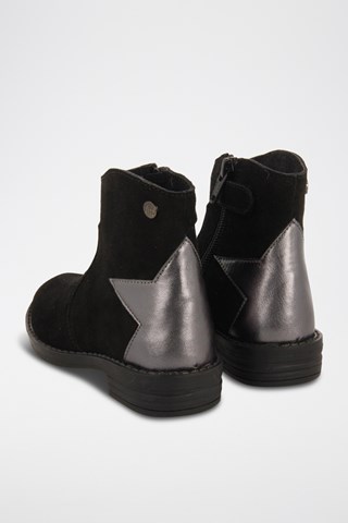 Botins em couro - Preto e prateado