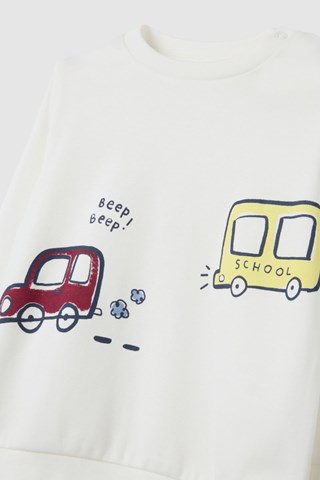 Pijama em algodão biológico Branco e azul-marinho