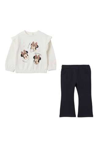 T-shirt Minnie Disney e calças em algodão biológico - Branco e preto