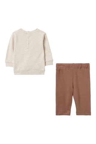 Sweat e calças em algodão biológico - Bege e castanho