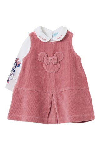 T-shirt e vestido em veludo Minnie Disney - Rosa e branco