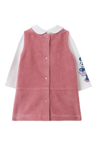 T-shirt e vestido em veludo Minnie Disney - Rosa e branco
