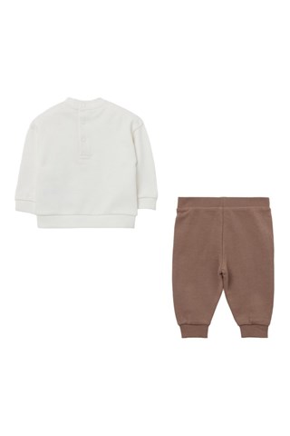 Sweat e calças em algodão biológico - Cru e castanho