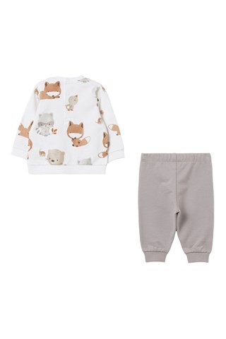 Sweat e calças em algodão biológico - Branco e cinzento