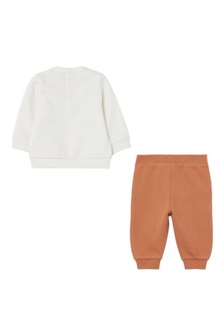 Sweat e calças de treino em algodão biológico - Branco e castanho