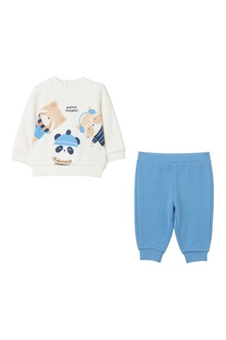 Sweat e calças de treino em algodão biológico - Branco e azul