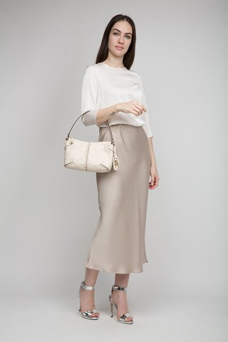 Mala de ombro em couro - Creme