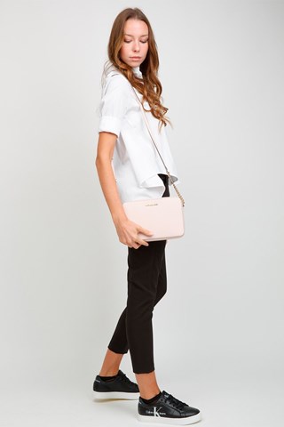 Mala a tiracolo em couro Rosa-maquilhagem