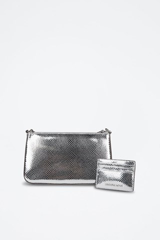 Mala de ombro e porta-cartões - Prateado