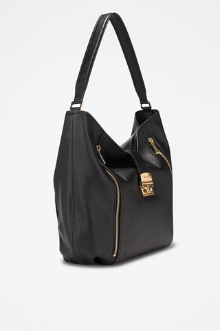 Mala de ombro em couro - Preto