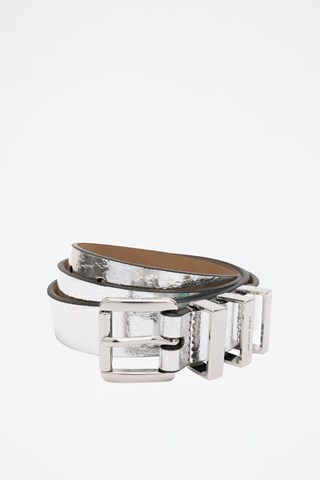 Cinto de couro - Prateado