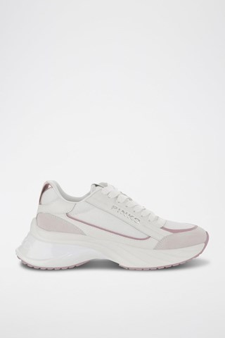 Sapatilhas com plataforma em couro Ariel 07 - Branco e rosa