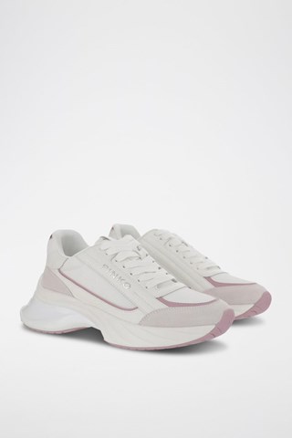 Sapatilhas com plataforma em couro Ariel 07 - Branco e rosa