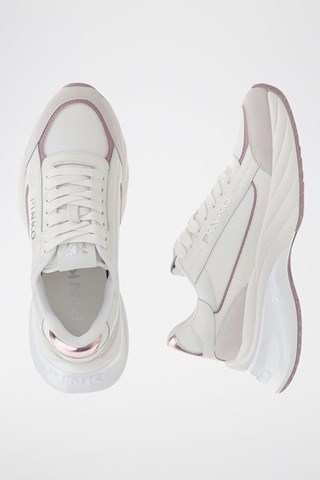 Sapatilhas com plataforma em couro Ariel 07 - Branco e rosa