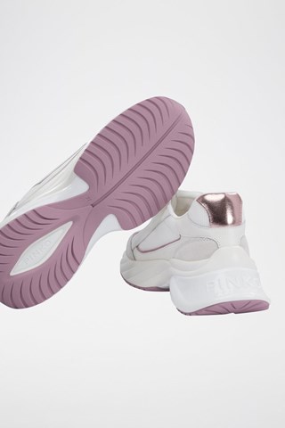 Sapatilhas com plataforma em couro Ariel 07 - Branco e rosa