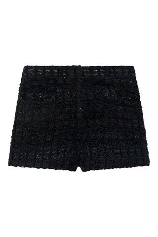Short en tweed et velours taille haute Giselle - Noir