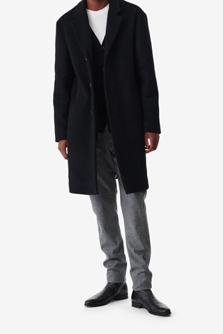 Manteau long en laine et cachemire Cung - Noir
