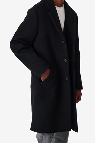 Manteau long en laine et cachemire Cung - Noir
