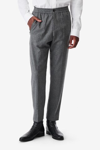 Pantalon droit en laine et cachemire Lindojog - Gris chiné