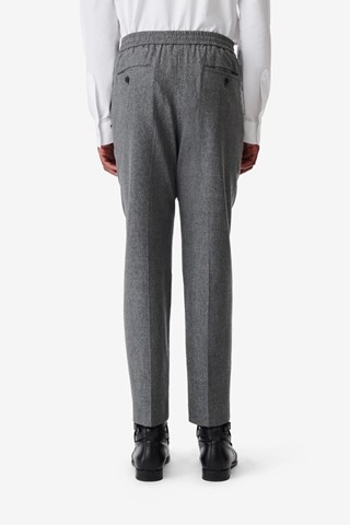 Pantalon droit en laine et cachemire Lindojog - Gris chiné