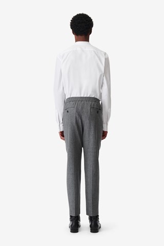 Pantalon droit en laine et cachemire Lindojog - Gris chiné