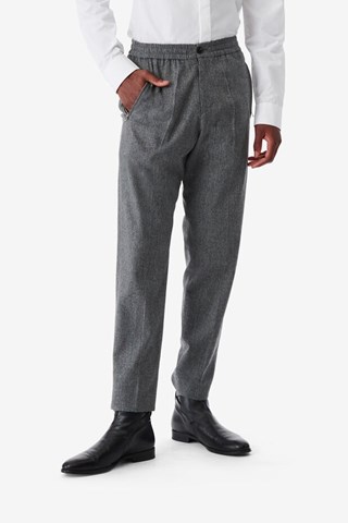 Pantalon droit en laine et cachemire Lindojog - Gris chiné