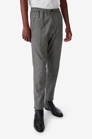 Pantalon droit en laine Robby - Noir et écru