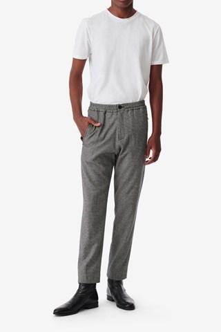 Pantalon droit en laine Robby - Noir et écru