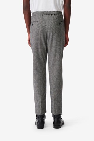 Pantalon droit en laine Robby - Noir et écru