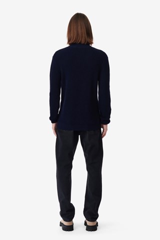 Pull en laine de Mérinos Madayan - Bleu marine