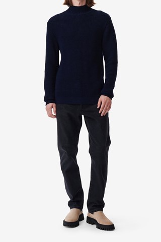 Pull en laine de Mérinos Madayan - Bleu marine