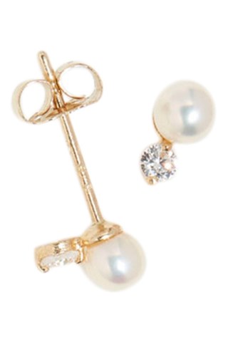 Puces Uni - Or jaune et perles d'eau douce