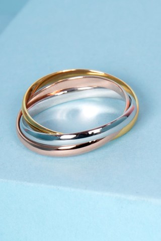 Bague Tri or - Or blanc, or jaune et or rose
