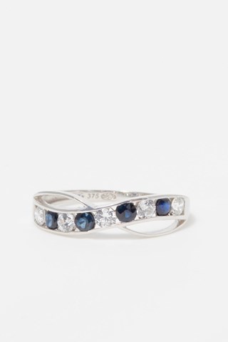 Bague Océanos - Or blanc et saphirs