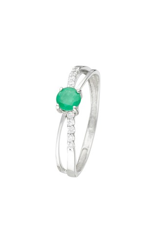 Bague So Green - Or blanc et émeraude