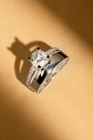 Bague Solitaire Accompagné Or blanc