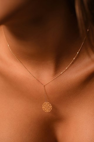 Collier Rosace pendante - Or jaune