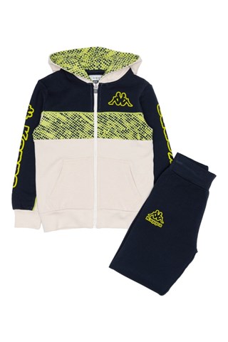 Ensemble sweat à capuche et jogging - Ecru et bleu foncé