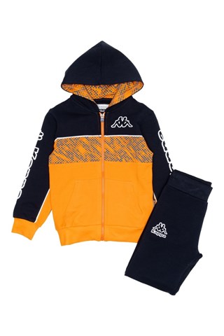 Ensemble sweat à capuche et jogging - Orange et bleu foncé