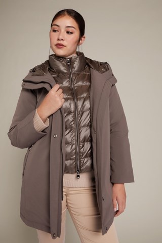 Parka con capucha - Topo